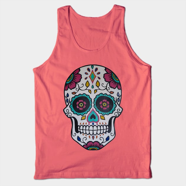 Colorful Sugar Skull Tank Top by The Convergence Enigma